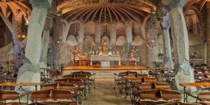 Barcelona: The Guell Colony: panoramic of the crypt