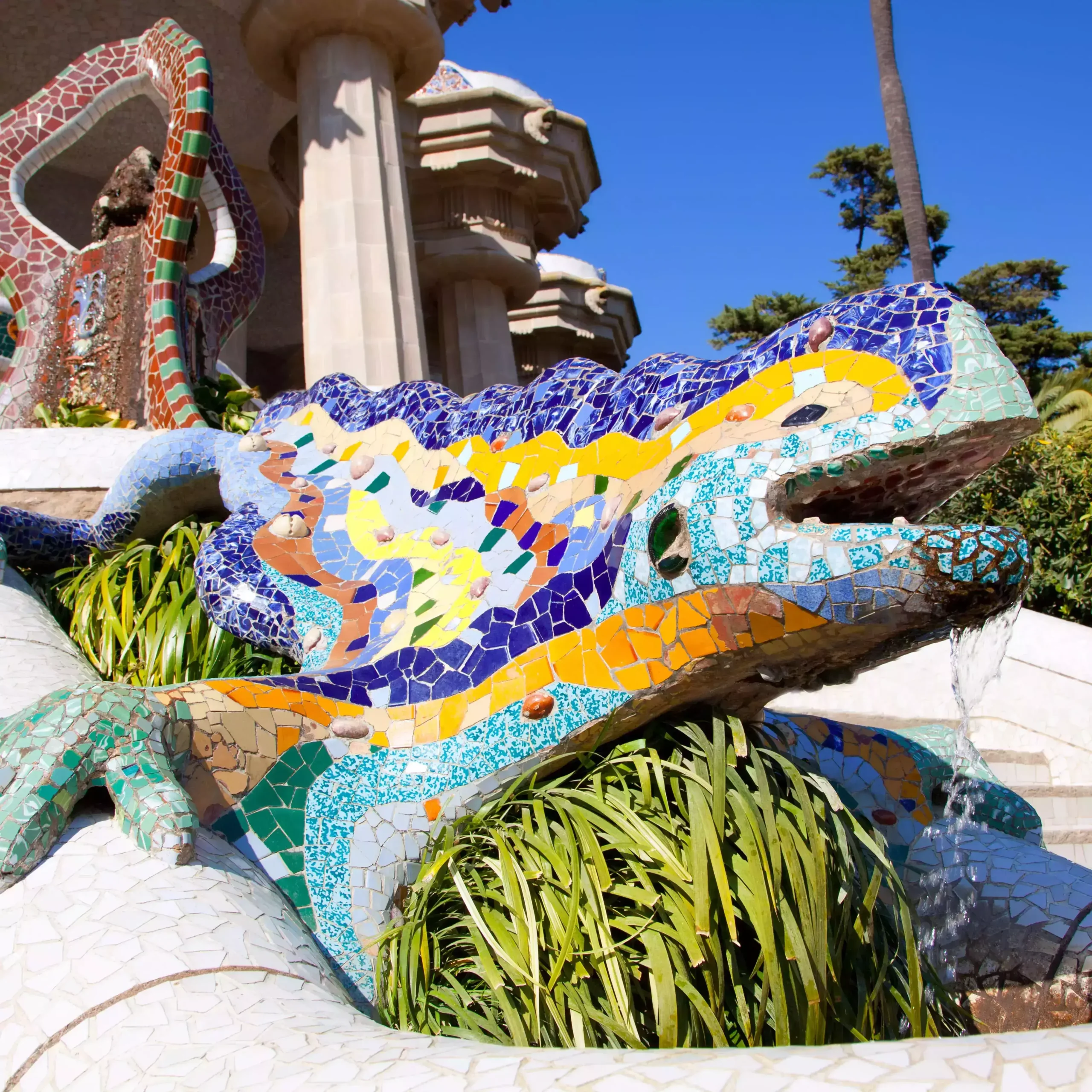 Detail in Park Guell in Barcelona, Spain