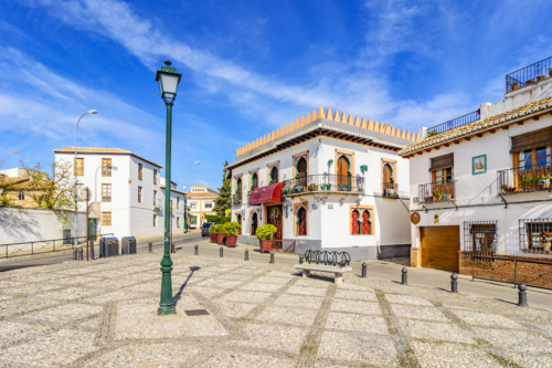 Little square in Albaicin, Granada,Andalusia,Spain