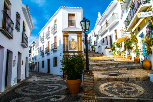 street in old town of frigiliana spain