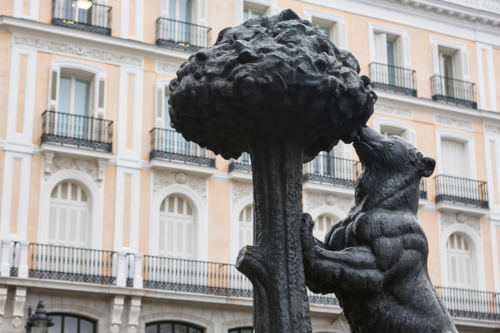 Madrid city center. Bear and tree strawberry. Puerta Sol